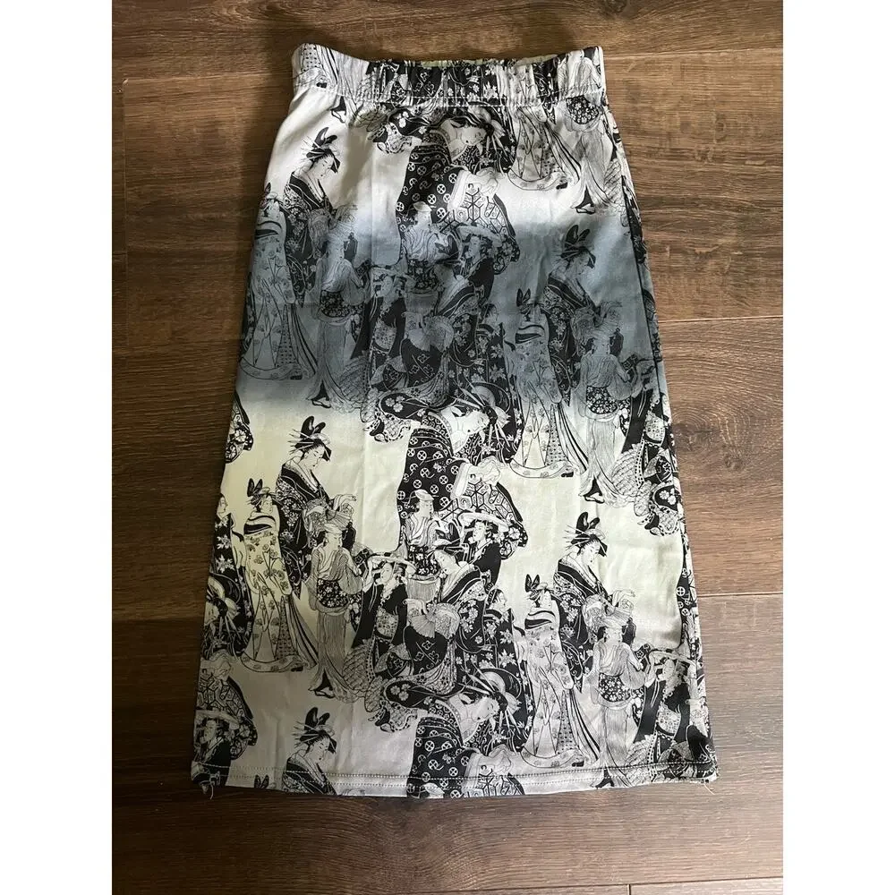 No Boundaries VTG Y2k Kids Girls 4/5 Skirt top Matching set Geisha Asian Gray